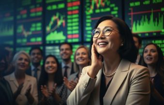 a woman watching market trend